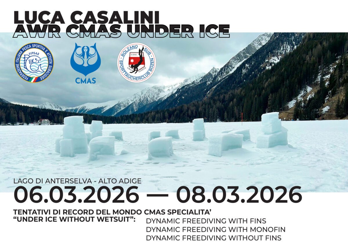 Luca Casalini AWR CMAS UNDER ICE - Tentativi di record del mondo CMAS speciallità Under ICE Without Wetsuit
